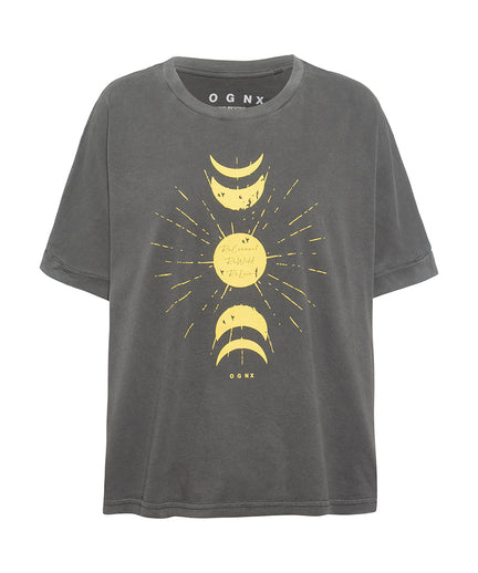 Boxy T-Shirt ReConnect by Sinah Diepold - Kale & Cake - gray | color:grau |yoga t-shirt sinah diepold kale&cake |t-shirt mond sonne