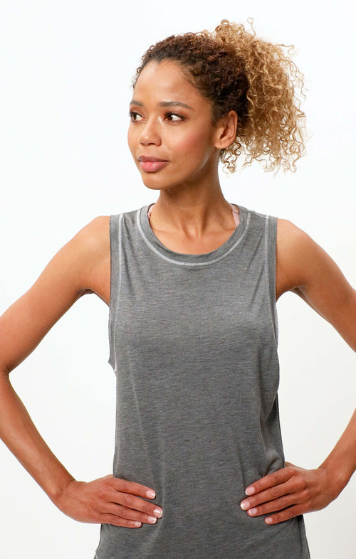 | color:dunkel grau |yoga Tank tencel dunkel grau |yogakleidung