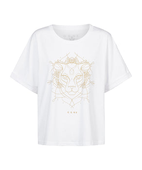 Boxy T-Shirt Leopard by Ranja Weis - white | color:weiß |yoga t-shirt ranja weis yoga |t-shirt leopard