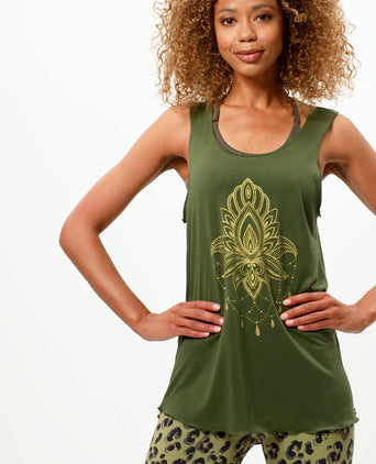Loose Tank Lotus Tencel™ - green | color:grün |yoga tank lotus tencel |yoga kleidung