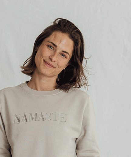 Sweater Namaste Vintage Look organic cotton - white | color:weiß |yoga sweater namaste weiß |bio baumwolle