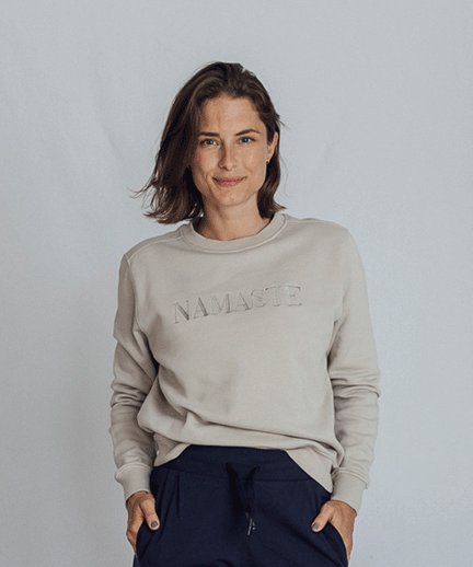 Sweater Namaste Vintage Look organic cotton - white | color:weiß |yoga sweater namaste weiß |bio baumwolle