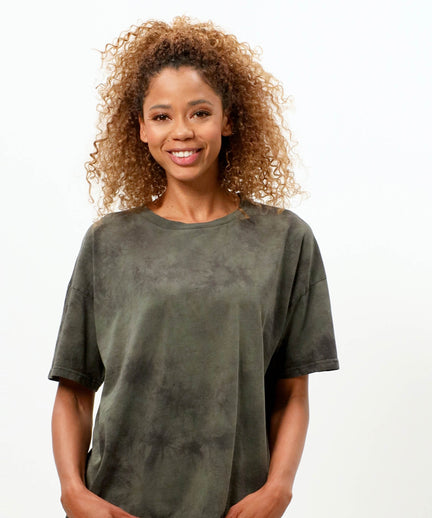 Boxy T-Shirt Batik Bio Baumwolle - grün | color:grün |batik t-shirt grün