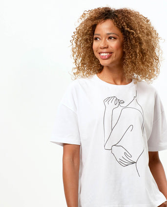 Soft Boxy T-Shirt One Line Bio Baumwolle - weiß | color:weiß |yoga T-shirt weiß one line