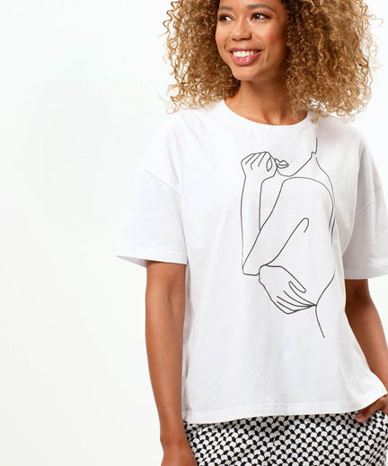 Soft Boxy T-Shirt One Line Organic Cotton - white | color:weiß |yoga T-shirt weiß one line