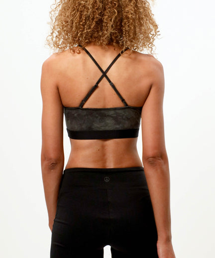 Yoga bra batik organic cotton - light hold - green | color:grün |yoga soft bh batik grün leichter support