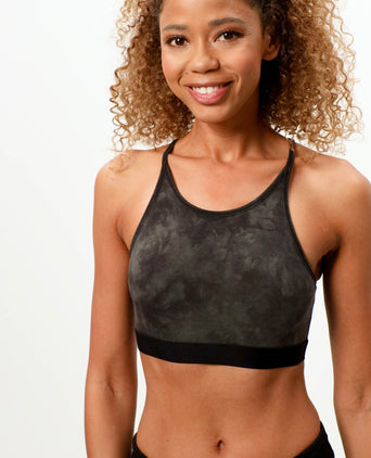 Yoga BH Batik Bio Baumwolle - Leichter Halt - grün | color:grün |yoga soft bh batik grün leichter support