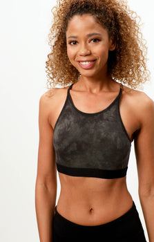 Yoga bra batik organic cotton - light hold - green | color:grün |yoga soft bh batik grün leichter support