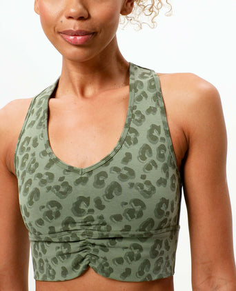 Yoga bra Leo Cropped - medium support - Tencel™ organic cotton - green | color:grün |yoga bh leo cropped top grün