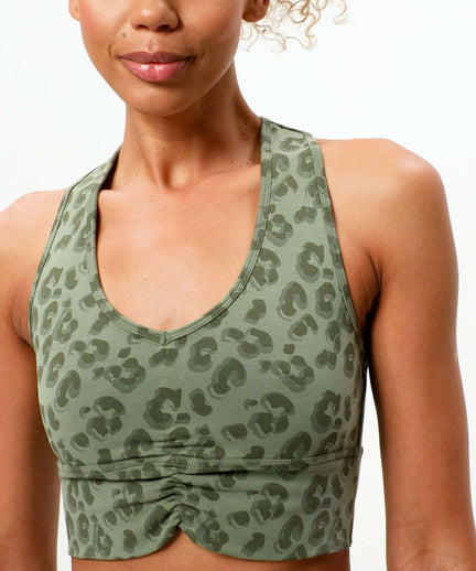 Yoga bra Leo Cropped - medium support - Tencel™ organic cotton - green | color:grün |yoga bh leo cropped top grün