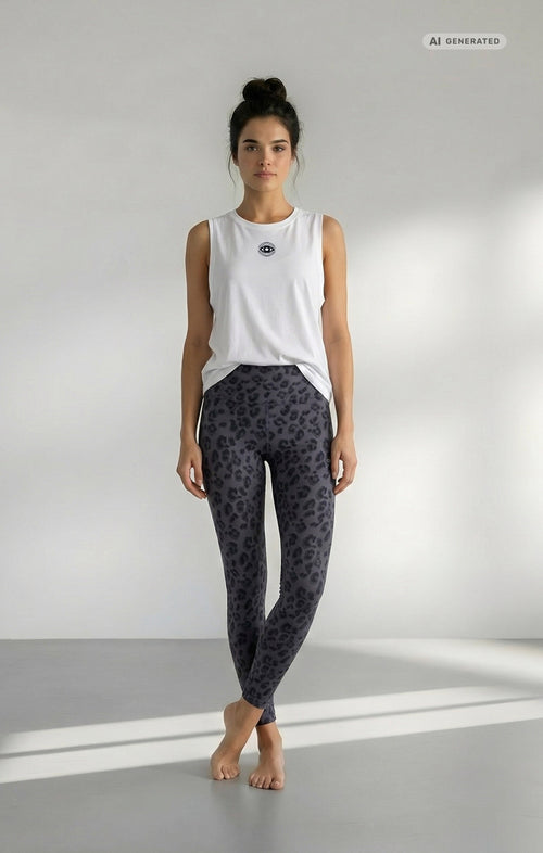 Yoga Athletic Tank 2.0 Cosmic Leopard Bio Baumwolle Tencel™ Tara - weiß – AI GENERATED / KI-GENERIERT