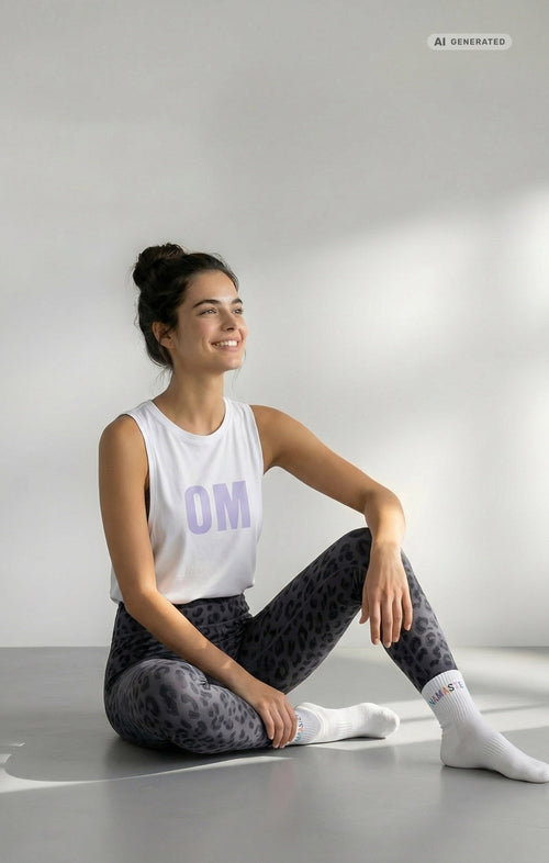Yoga Athletic Tank 2.0 OM Bio Baumwolle Tencel™ Tara - weiß – AI GENERATED / KI-GENERIERT