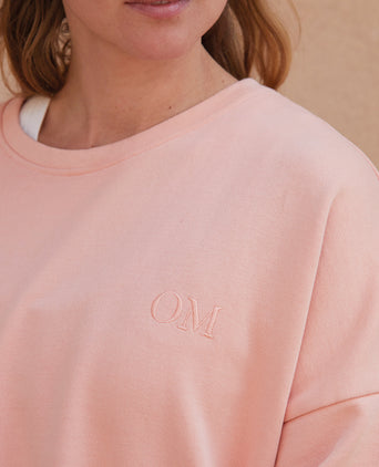 | color:rosa | yoga Loose Sweater OM Bio Baumwolle Pia | bio baumwolle | sweatshirt om stick | yoga damen pullover nachhaltig