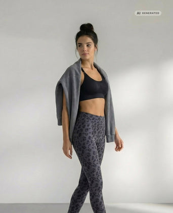 Yoga Soft Leggings Leo Bio Baumwolle Luna - grau – AI GENERATED / KI-GENERIERT