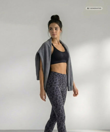 Yoga Soft Leggings Leo Bio Baumwolle Luna - grau – AI GENERATED / KI-GENERIERT