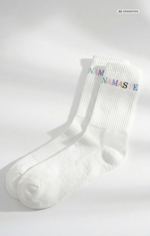 Yoga Sportsocken Namaste 2.0 Bio Baumwolle Ava - weiß – AI GENERATED / KI-GENERIERT
