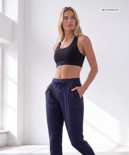 Yoga Basic Harem Pants 2.0 Bio Baumwolle Hanna - dunkelblau – AI GENERATED / KI-GENERIERT