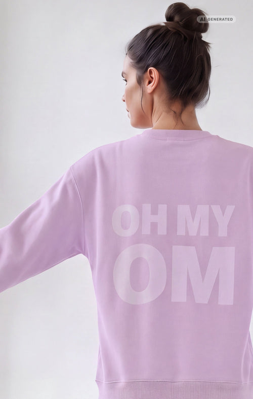 Yoga Boxy Sweater OH MY OM Bio Baumwolle Philia - lila – AI GENERATED / KI-GENERIERT
