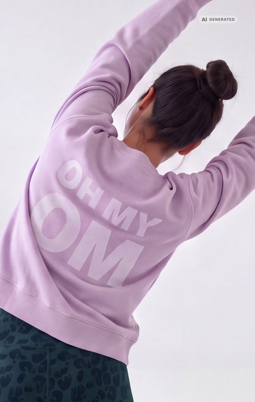 Yoga Boxy Sweater OH MY OM Bio Baumwolle Philia - lila – AI GENERATED / KI-GENERIERT