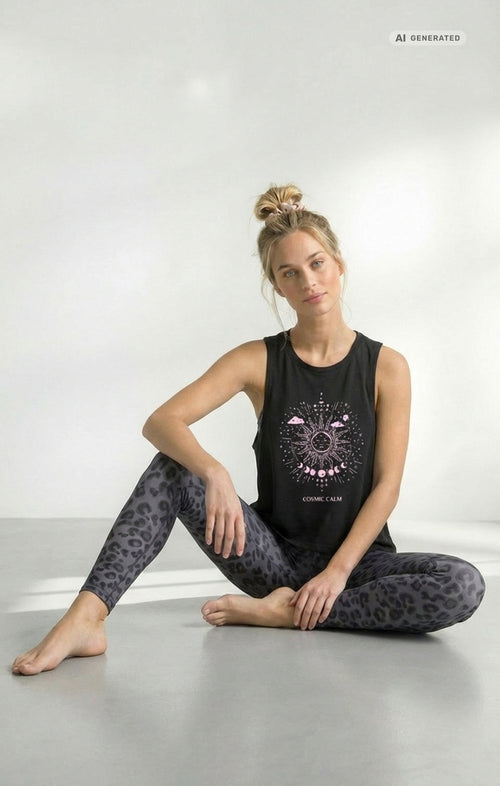 Yoga Boxy Tank Sun Bio Baumwolle Tencel™ Tula - schwarz – AI GENERATED / KI-GENERIERT