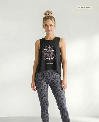 Yoga Boxy Tank Sun Bio Baumwolle Tencel™ Tula - schwarz – AI GENERATED / KI-GENERIERT