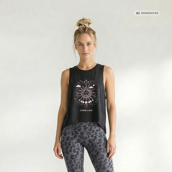 Yoga Boxy Tank Sun Bio Baumwolle Tencel™ Tula - schwarz – AI GENERATED / KI-GENERIERT