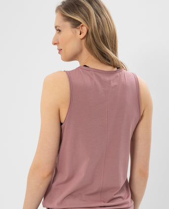 | color:rosa | yoga damen loose knoten tank top tari | bio baumwolle tencel | top moon knoten | yoga damen tank top nachhaltig