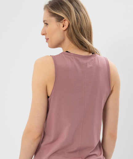 | color:rosa | yoga damen loose knoten tank top tari | bio baumwolle tencel | top moon knoten | yoga damen tank top nachhaltig