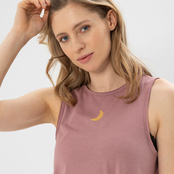 | color:rosa | yoga damen loose knoten tank top tari | bio baumwolle tencel | top moon knoten | yoga damen tank top nachhaltig