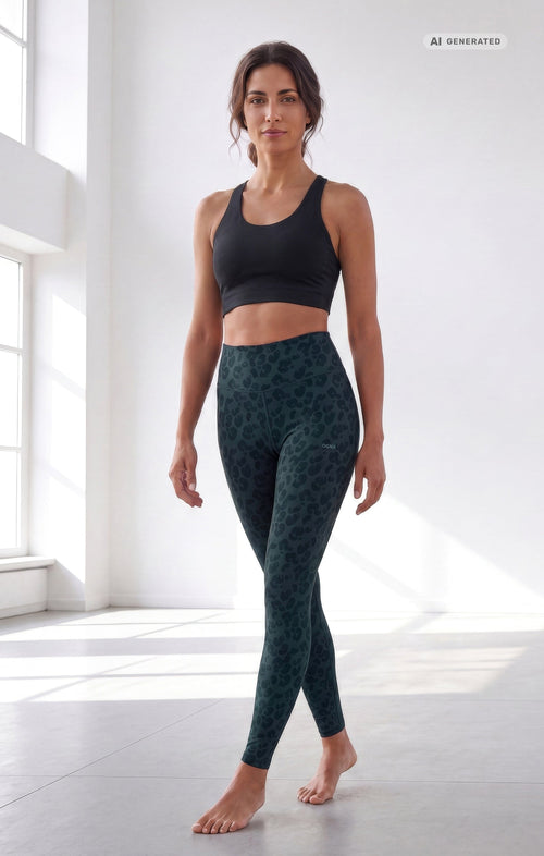 Yoga Soft Leggings 2.0 Leo Bio Baumwolle Luna - waldgrün – AI GENERATED / KI-GENERIERT