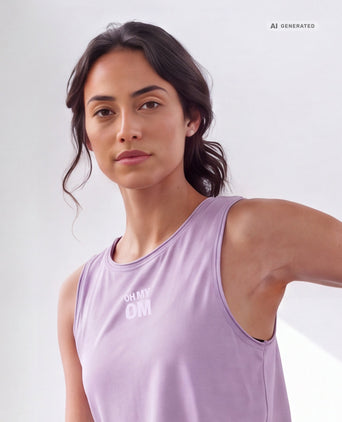 Yoga Tank OH MY OM Bio Baumwolle Tencel™ Tari - lila – AI GENERATED / KI-GENERIERT
