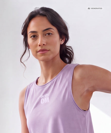 Yoga Tank OH MY OM Bio Baumwolle Tencel™ Tari - lila – AI GENERATED / KI-GENERIERT