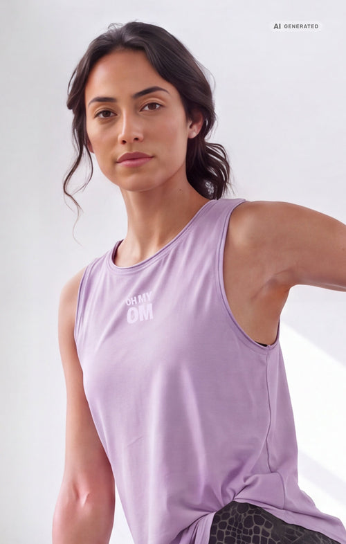 Yoga Tank OH MY OM Bio Baumwolle Tencel™ Tari - lila – AI GENERATED / KI-GENERIERT