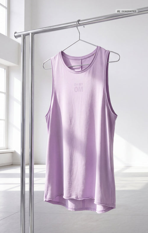 Yoga Tank OH MY OM Bio Baumwolle Tencel™ Tari - lila – AI GENERATED / KI-GENERIERT