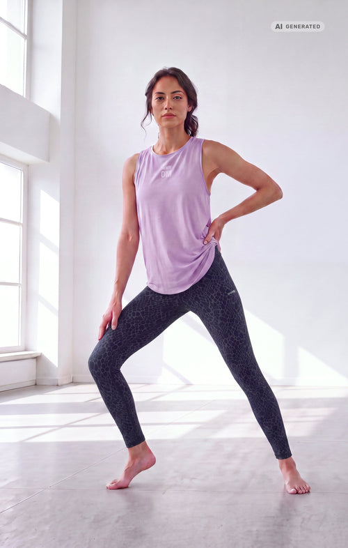 Yoga Tank OH MY OM Bio Baumwolle Tencel™ Tari - lila – AI GENERATED / KI-GENERIERT