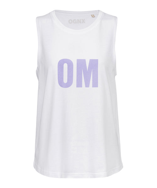 | color:weiss | yoga damen athletic tank tara | bio baumwolle tencel | tank top OM | yoga damen tank top nachhaltig