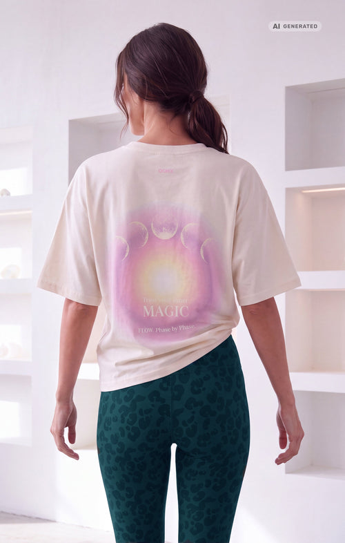 Yoga Boxy T-Shirt 2.0 Aura Bio Baumwolle Sora - weiß – AI GENERATED / KI-GENERIERT