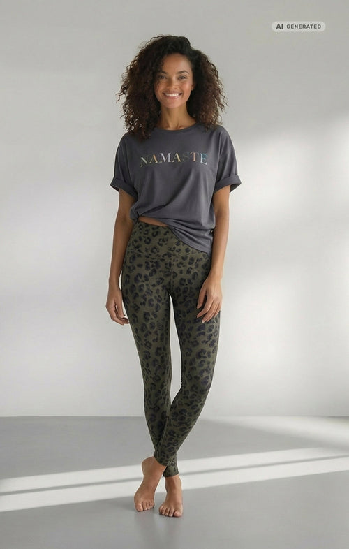 Yoga Boxy T-Shirt Namaste Bio Baumwolle Tencel™ Sora - grau – AI GENERATED / KI-GENERIERT