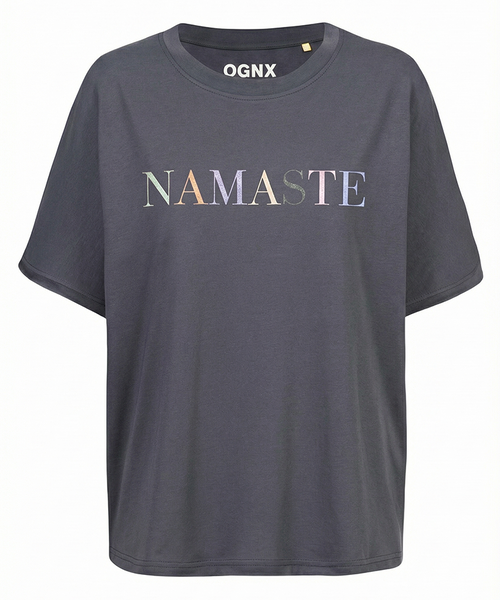 | color:grau | yoga damen boxy shirt sora | bio baumwolle tencel | yoga shirt namaste | yoga damen t-shirt nachhaltig