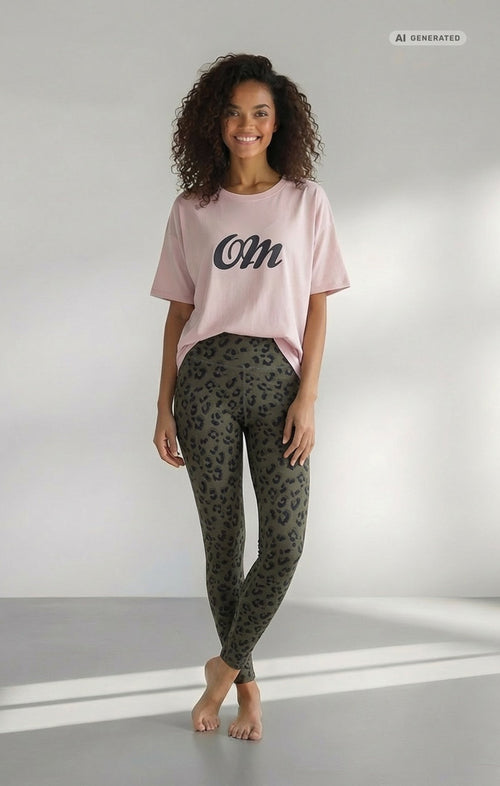 Yoga Boxy T-Shirt OM Bio Baumwolle Tencel™ Sora - rosa – AI GENERATED / KI-GENERIERT