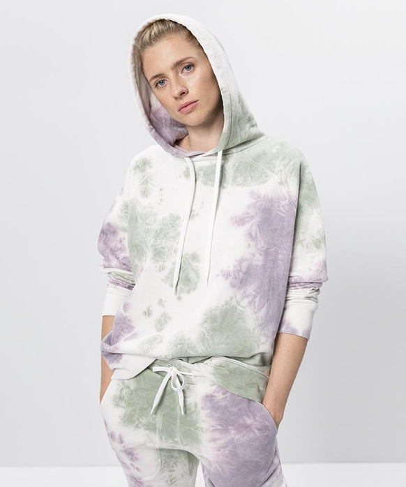 | color:grün |Batik Hoodie grün lila