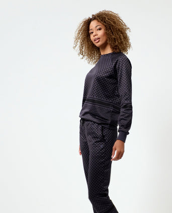 | color:blau |sweater mit keffiah muster blau 