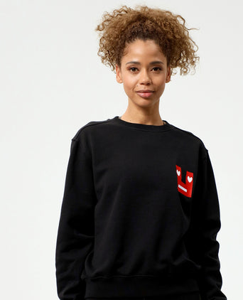 | color:schwarz |yoga sweater smiley schwarz bio baumwolle