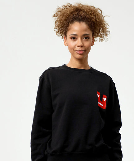 | color:schwarz |yoga sweater smiley schwarz bio baumwolle