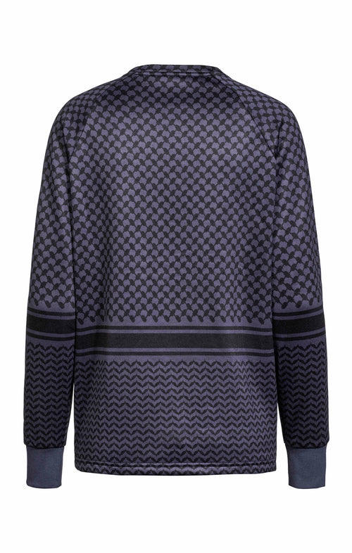 | color:blau |sweater mit keffiah muster blau 