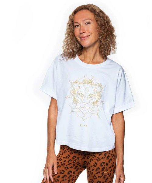 | color:weiß |yoga t-shirt ranja weis yoga |t-shirt leopard