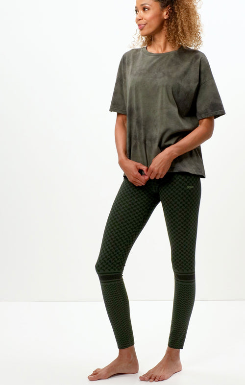 | color:grün |yoga leggings grün baumwolle keffiah